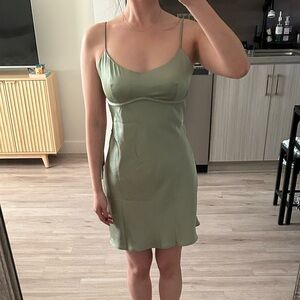 Sage Green Satin Dress